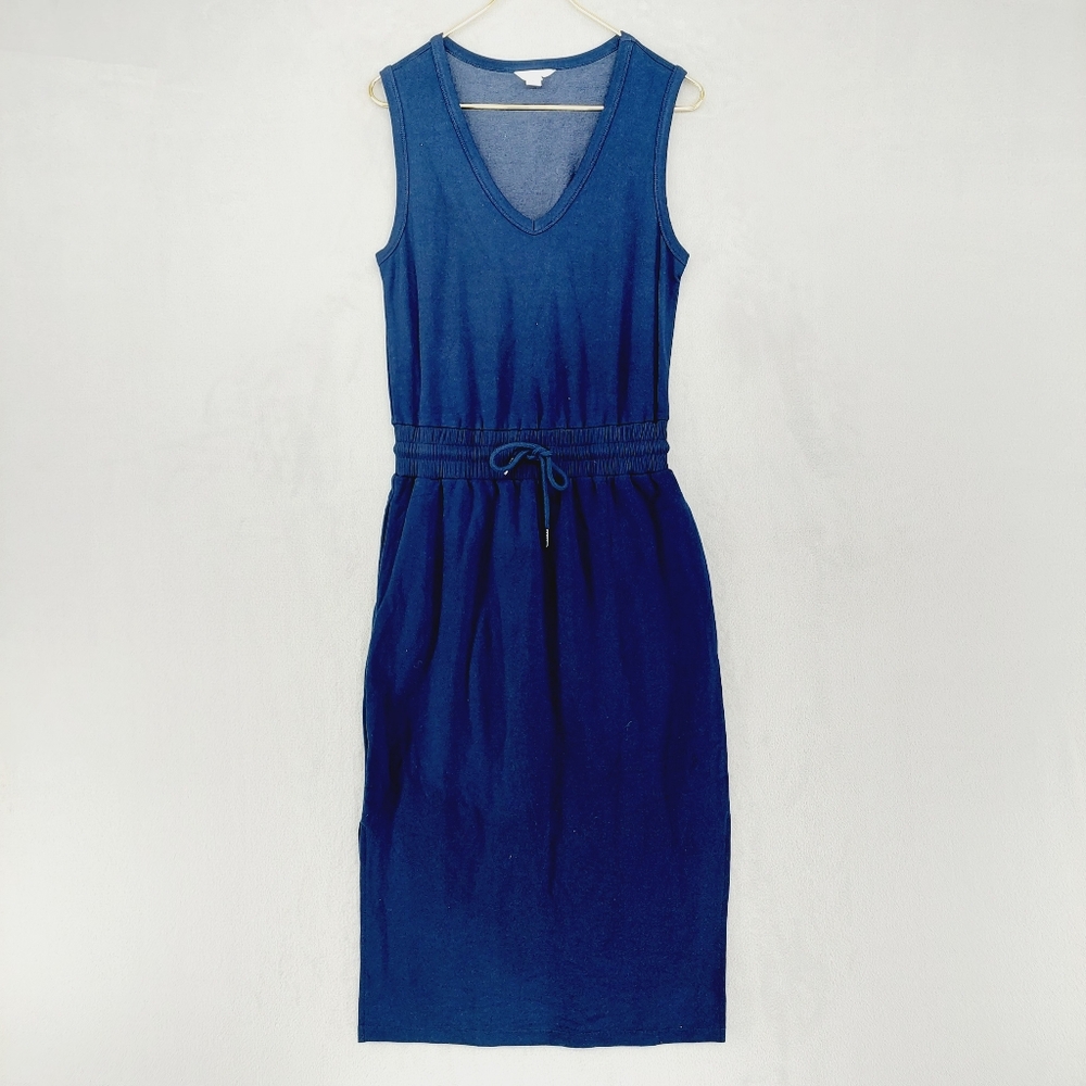Caslon V-neck Knit Midi Dress Navy - Picture 2 of 7